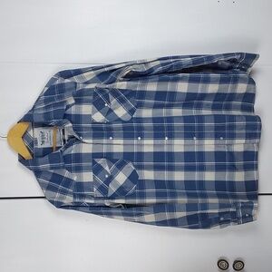 Levi's Strauss Blue/ White Plaid Pocket Pearl Snap Button down Shirt Sz.L